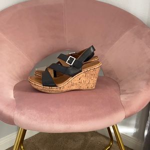 Famous Footwear BOC Black Strap Wedge Sandal